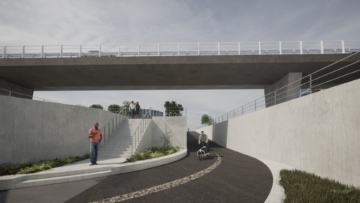 Toekomstbeeld van de vernieuwde fietstunnel aan The Loop